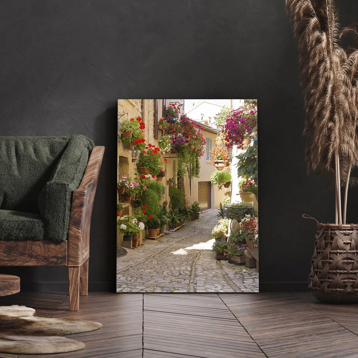 Lærredstryk - Billede på lærred - I en strøm af blomster - 70x100 cm