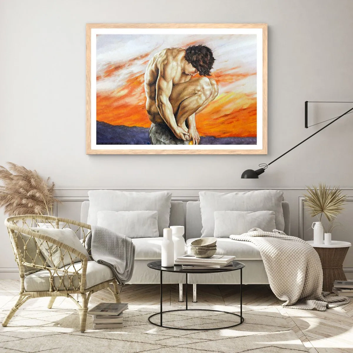 Plakat i ramme af lyst egetræ - Sænket i sig selv - 91x61 cm