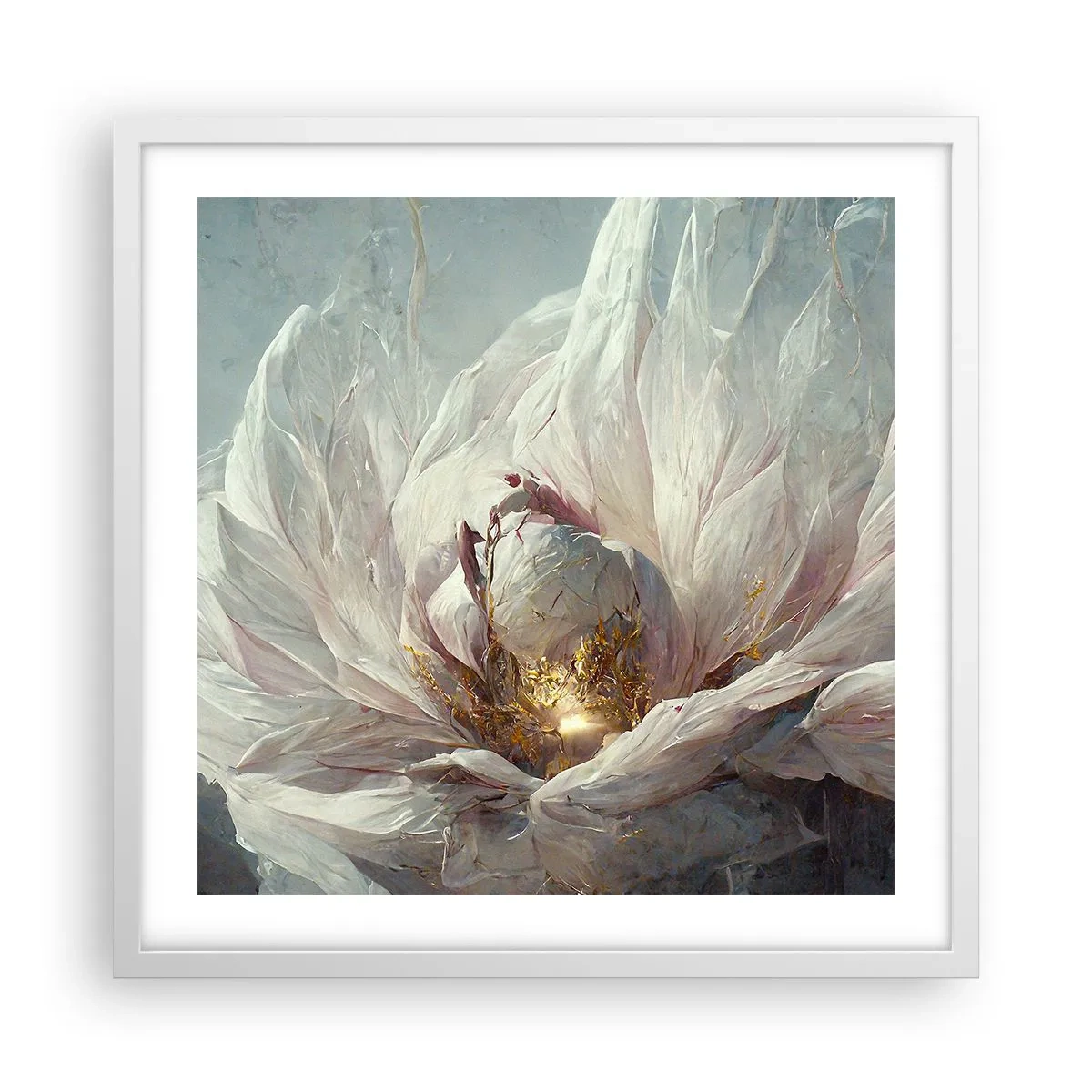 Plakat i hvid ramme - Blomstrer en gang om hundrede år - 50x50 cm