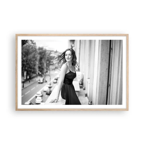 Plakat i ramme af lyst egetræ - Bestemt en pariser - 91x61 cm