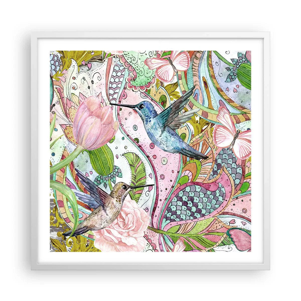 Plakat i hvid ramme - Forviklet i vinstokkene - 60x60 cm