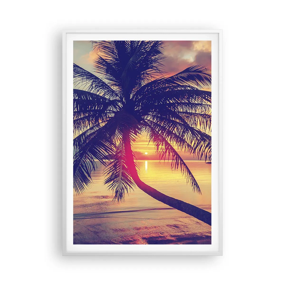 Plakat i hvid ramme - En aften under palmerne - 70x100 cm