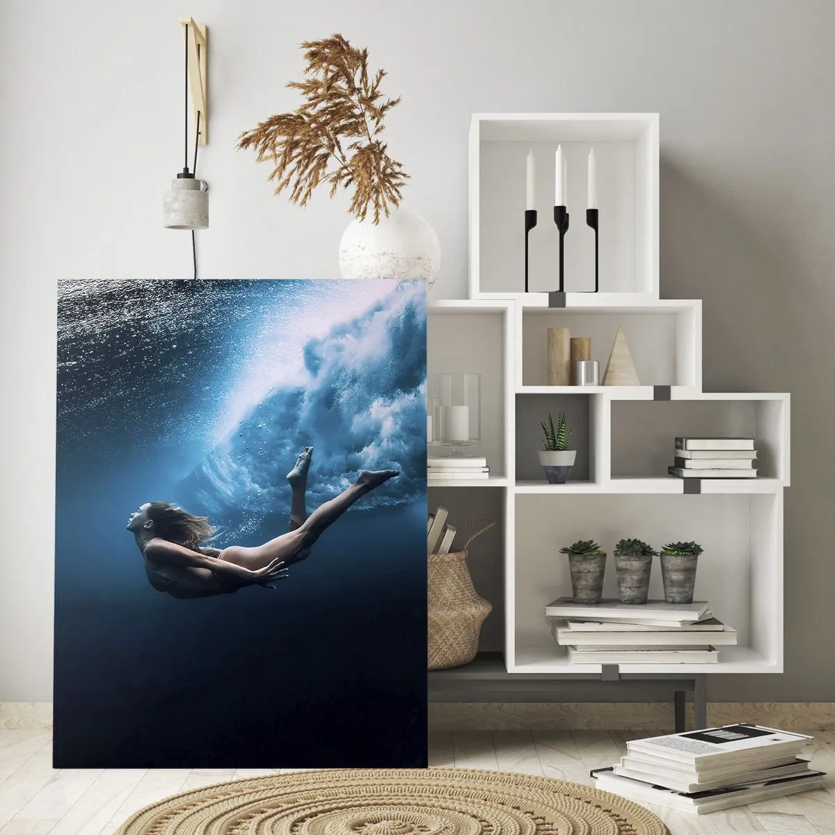 Billede på glas - Den moderne havfrue - 50x70 cm
