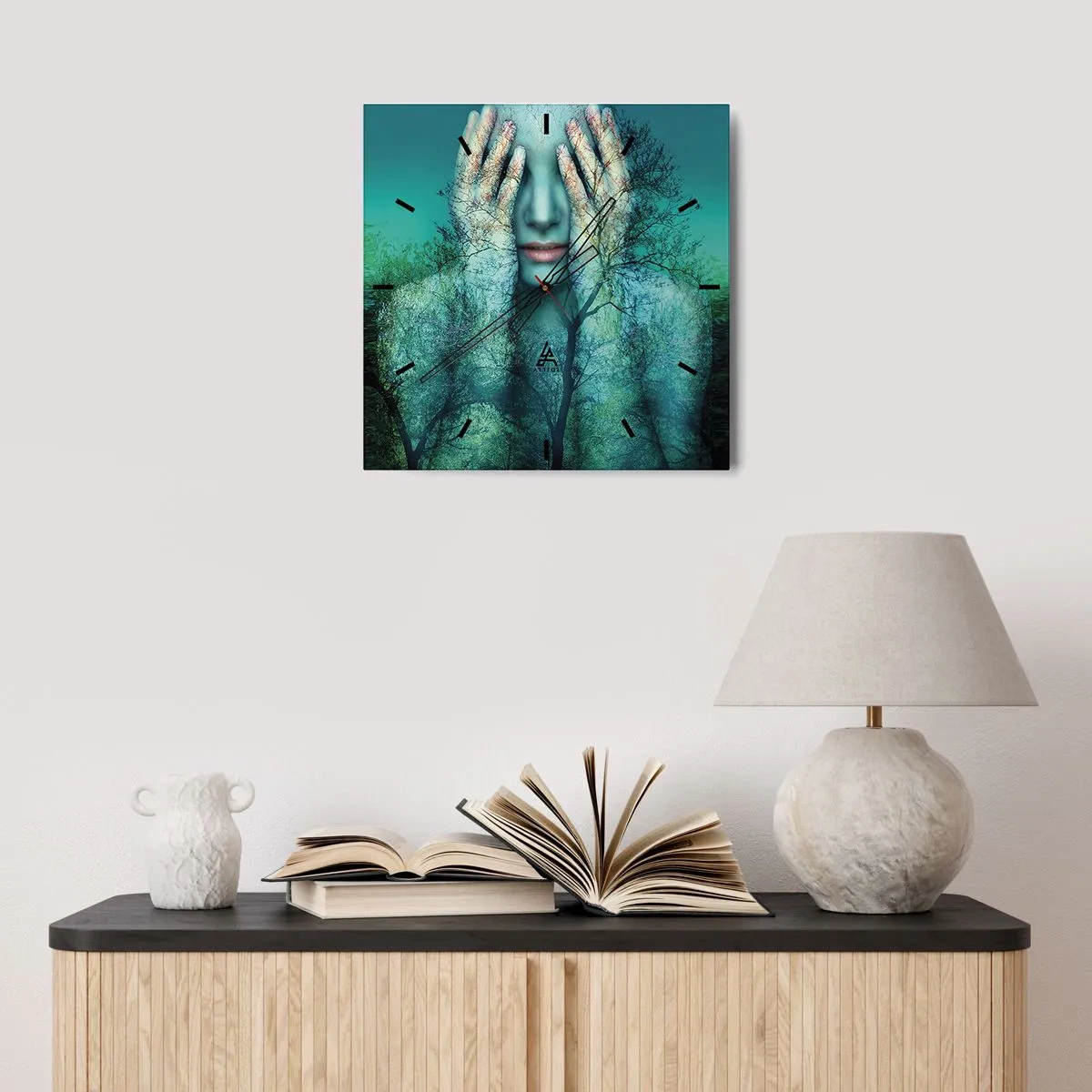 Vægur, Uret - Nedsænket i blåt - 30x30 cm