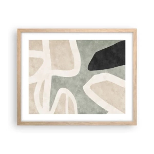 Plakat i ramme af lyst egetræ - Komposition med et sort tema - 50x40 cm