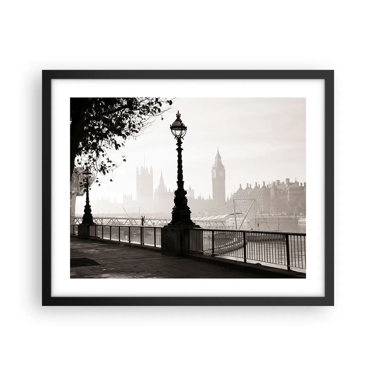 Plakat i sort ramme - London morgen - 50x40 cm