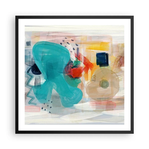 Plakat i sort ramme - Et farverigt spil - 60x60 cm