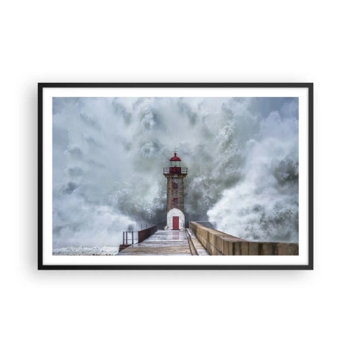 Plakat i sort ramme - Vandets brusen, vindens susen, lyden af vinden - 91x61 cm