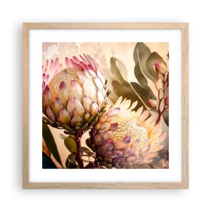 Plakat i ramme af lyst egetræ - Ømt omfavnet - 40x40 cm