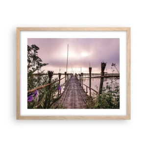 Plakat i ramme af lyst egetræ - Den stille og rolige atmosfære i Asien - 50x40 cm