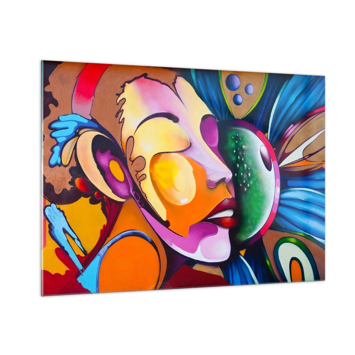Billede på glas - Berør med farve - 100x70 cm