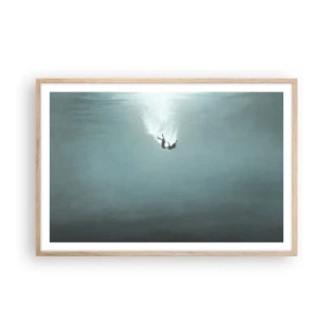 Plakat i ramme af lyst egetræ - I havets favntag - 91x61 cm
