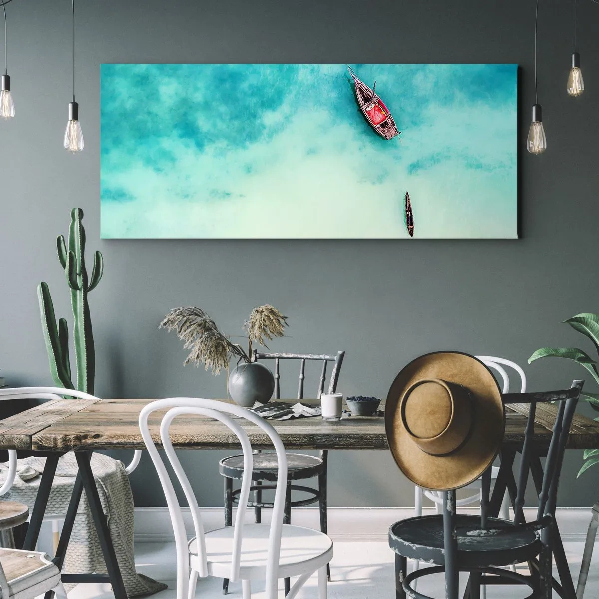 Lærredstryk - Billede på lærred - For på Zanzibars strande, når det overskydende vand... - 100x40 cm