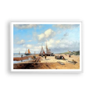 Plakat i hvid ramme - Efter en vellykket fangst - 100x70 cm