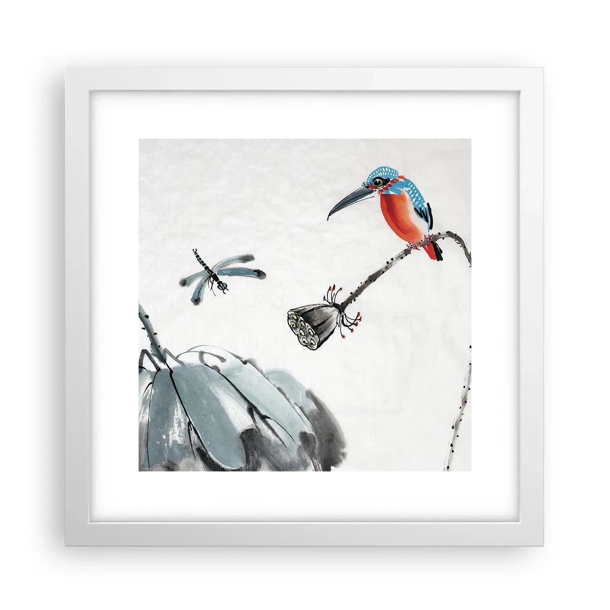 Plakat i hvid ramme - Engenes liv - 30x30 cm