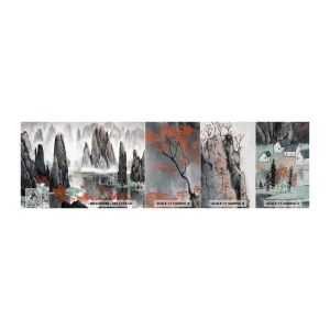 Prøve Fototapet Premium Canvas - Stærke beskyttere - Abstraktion, Fantasi, Landskab - 100x30 cm