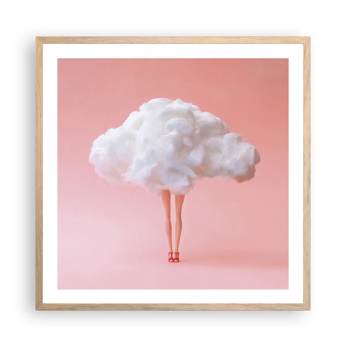 Plakat i ramme af lyst egetræ - Et sødt løfte - 60x60 cm