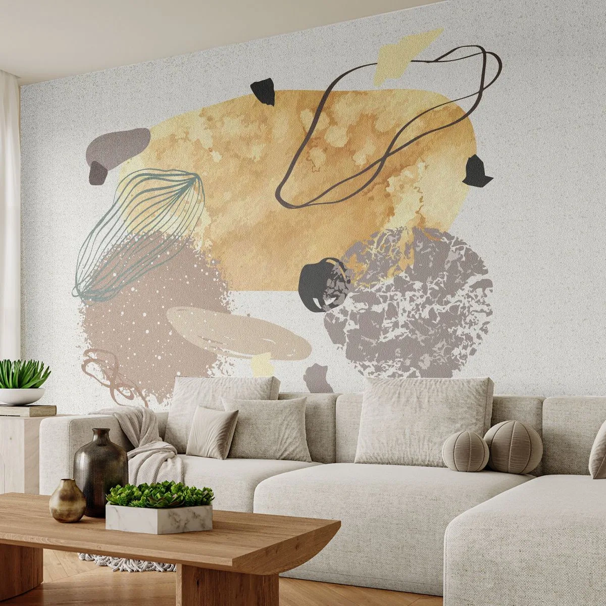 Fototapet Selvklæbende Deluxe Sticker - Anvendt plumkologi - Abstraktion, Stykke, Minimalisme - 300x210 cm