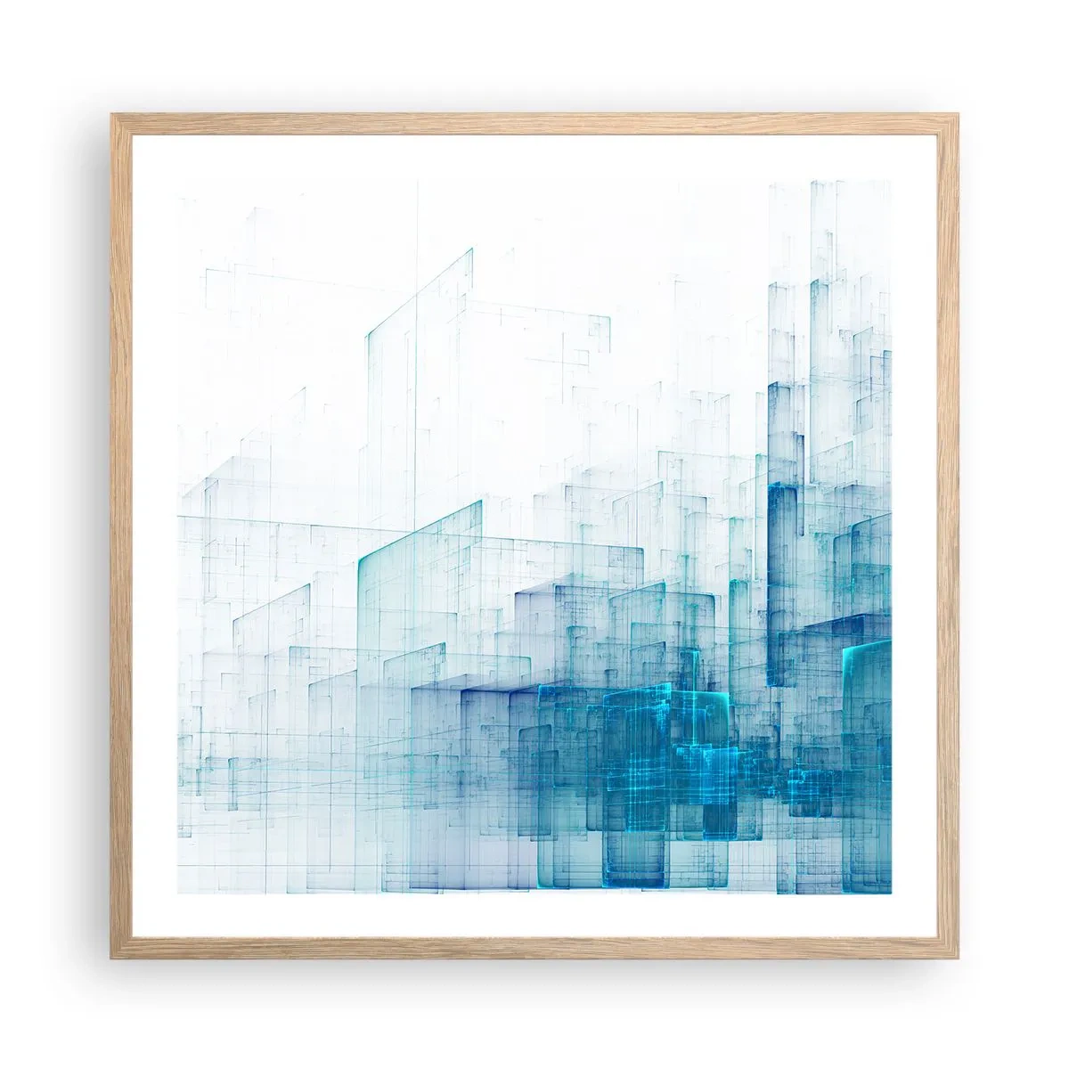 Plakat i ramme af lyst egetræ - Hvordan rummet blev til - 60x60 cm