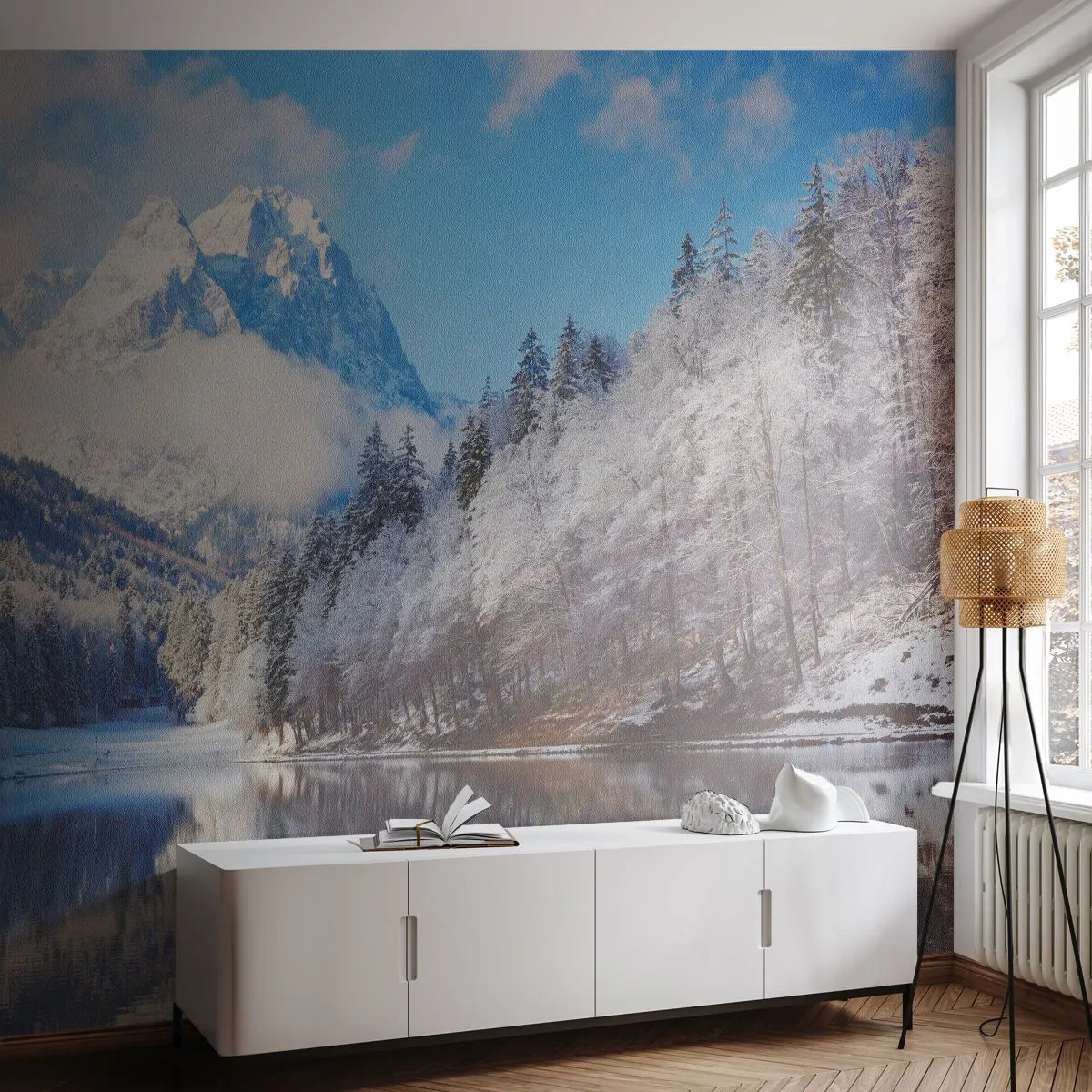 Fototapet Premium Sand - Snevagten - Vinter, Landskab, Bjerge - 100x70 cm