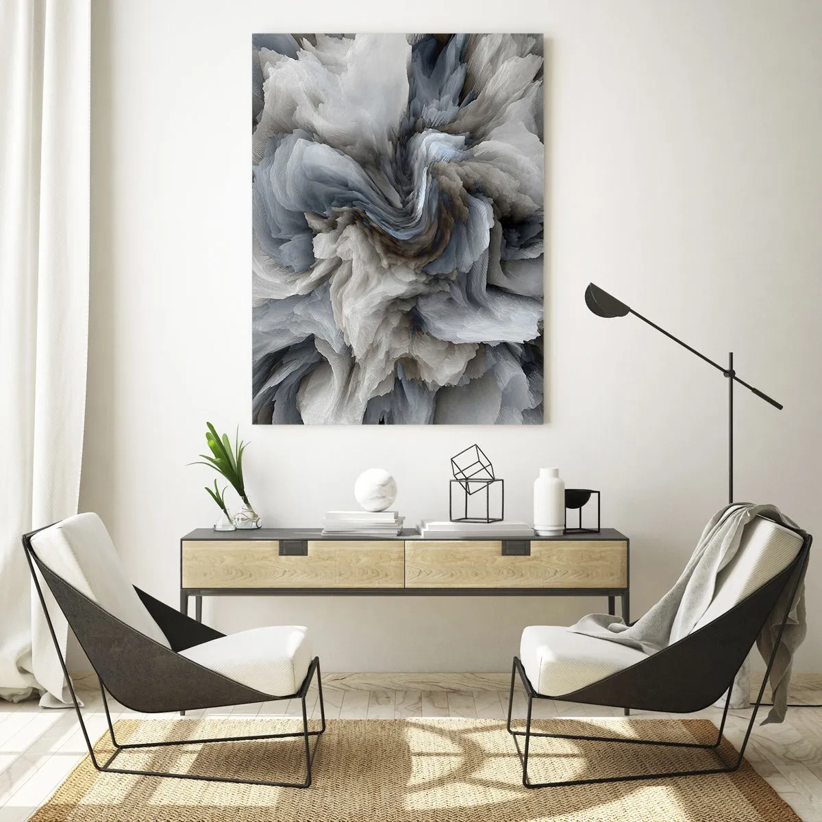 Billede på glas - Sten og blomst - 50x70 cm