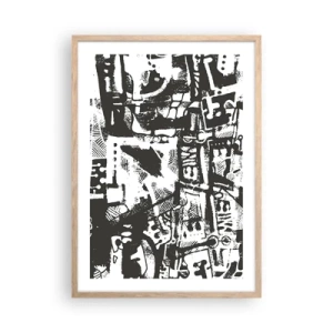 Plakat i ramme af lyst egetræ - Orden eller kaos? - 50x70 cm