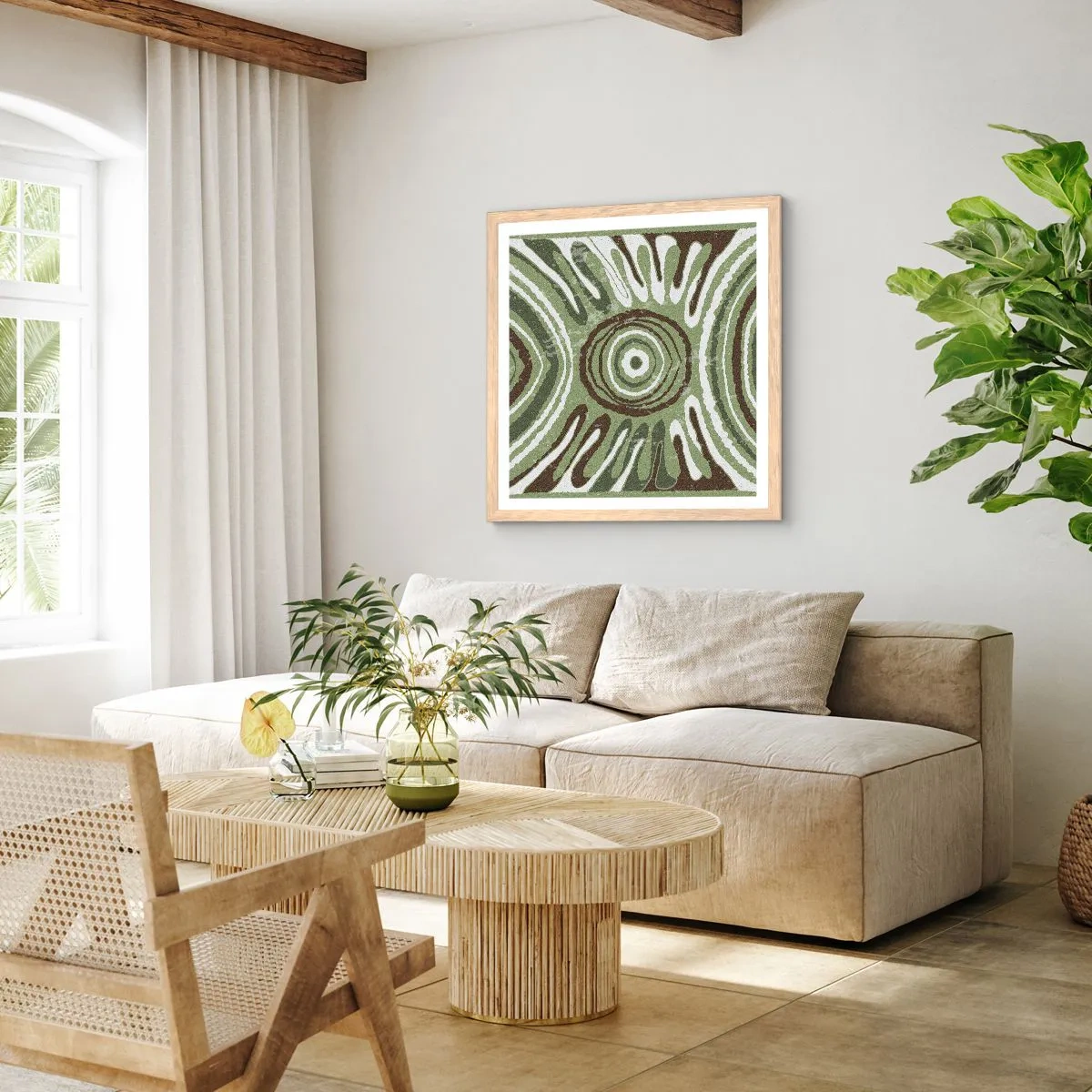 Plakat i ramme af lyst egetræ - Eksplosion af følelser - 40x40 cm
