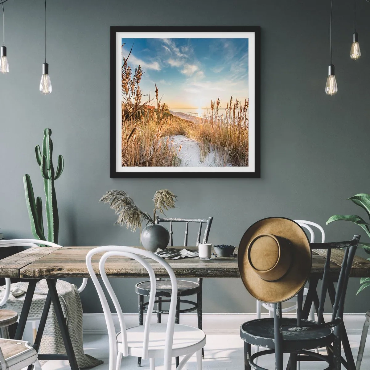 Plakat i sort ramme - Nordstrand - 50x50 cm