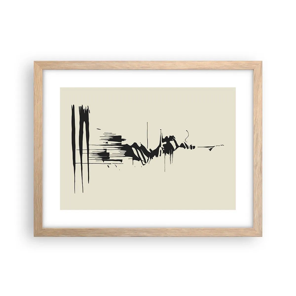 Plakat i ramme af lyst egetræ - Skyndsom abstraktion - 40x30 cm