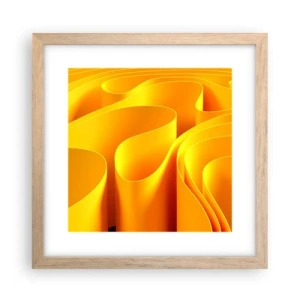 Plakat i ramme af lyst egetræ - Som solens bølger - 30x30 cm