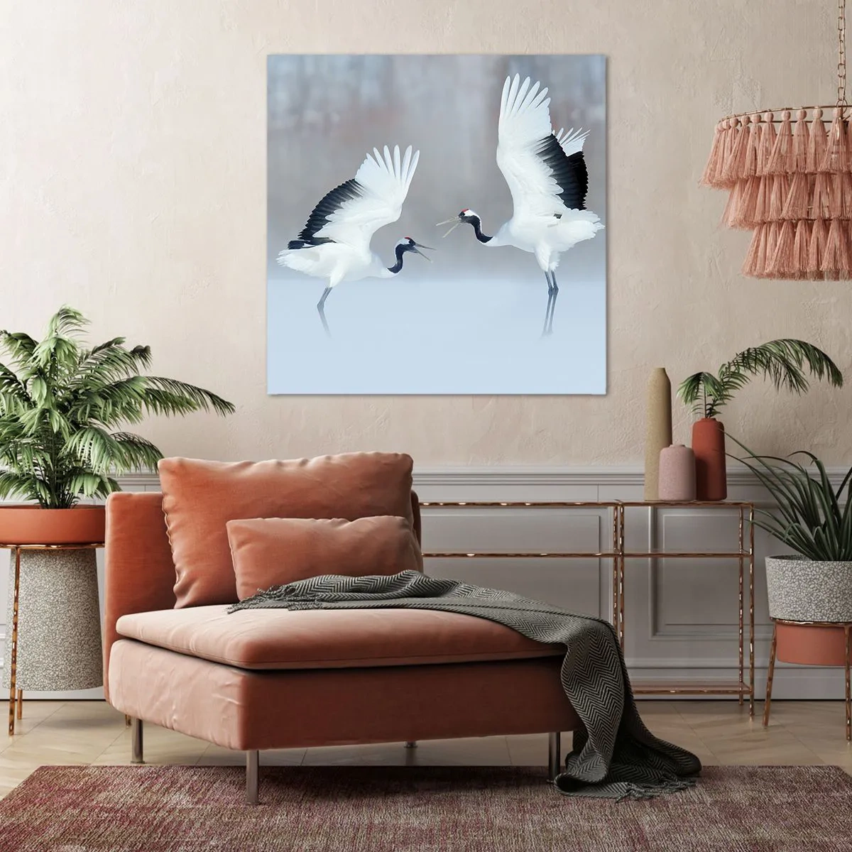 Lærredstryk - Billede på lærred - Danser i tågen - 70x70 cm