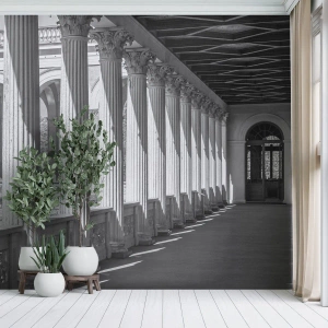 Fototapet Premium Canvas - Solrig arkade - Kolonner, Arkitektur, Klassisk - 400x280 cm