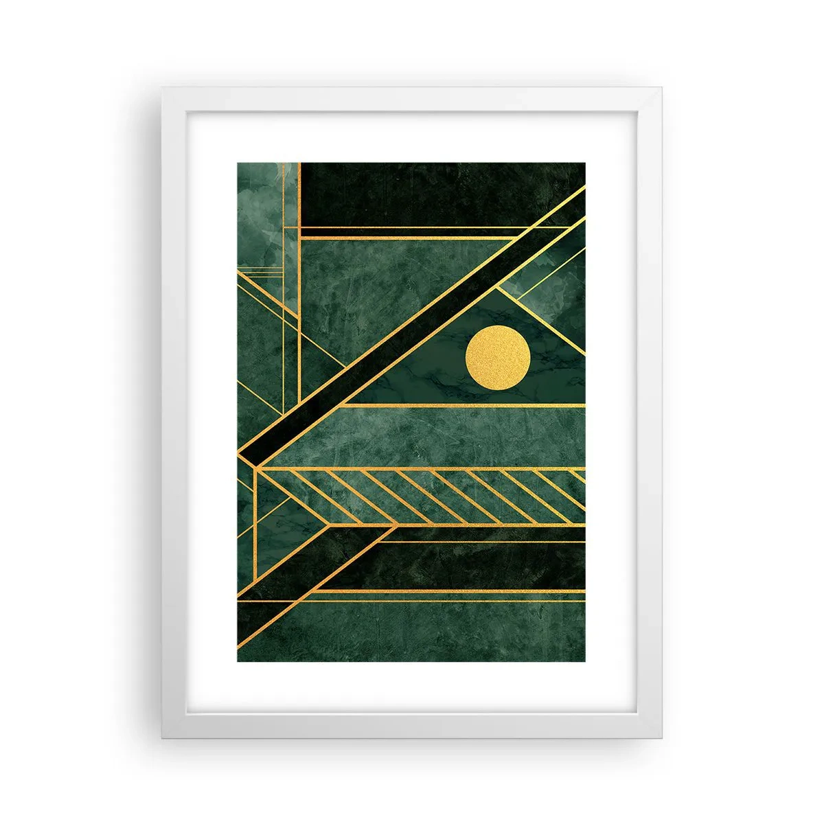 Plakat i hvid ramme - Dynamikken i guld og azurblå - 30x40 cm