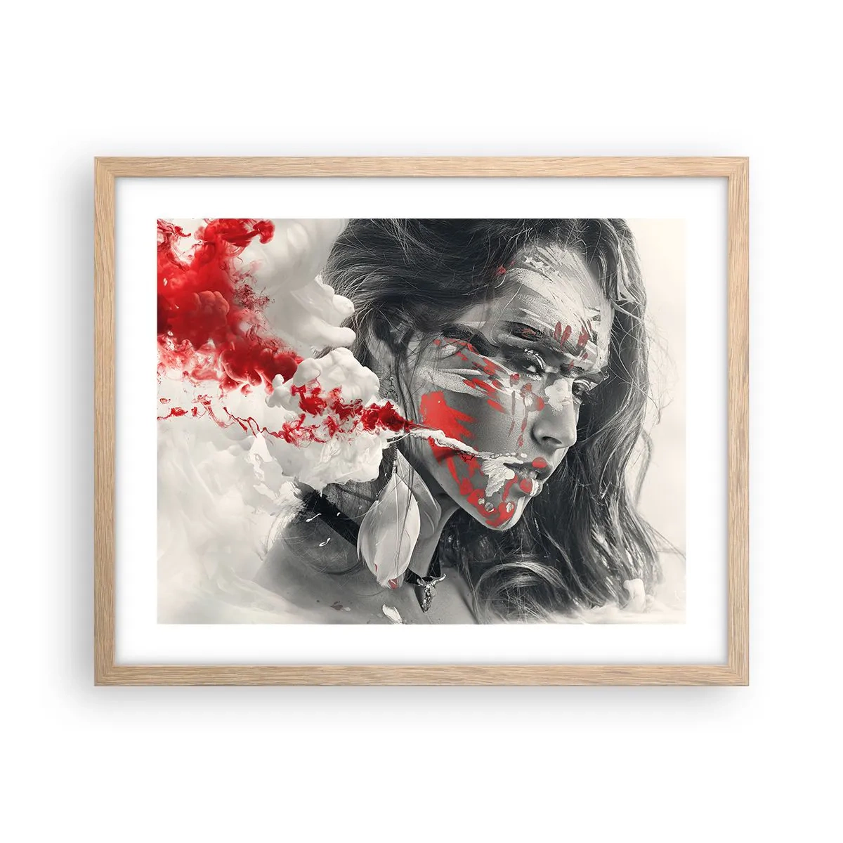 Plakat i ramme af lyst egetræ - I det absurdes damp - 50x40 cm