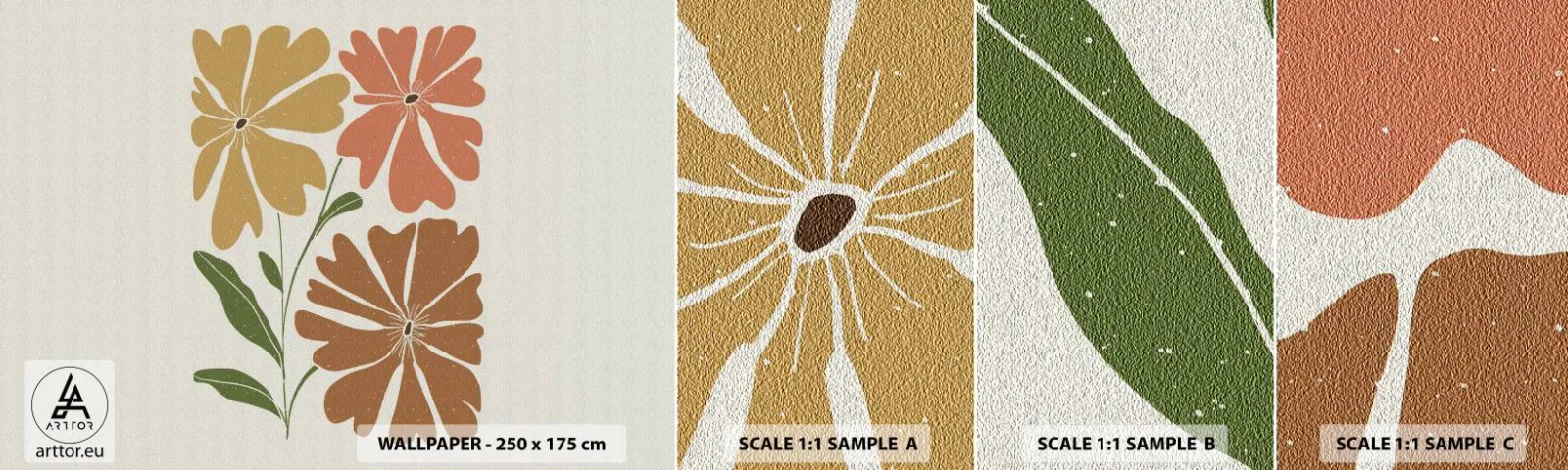 Prøve Fototapet Selvklæbende Deluxe Sticker - Natur og geometri - Boho, Blomster, Minimalisme - 100x30 cm