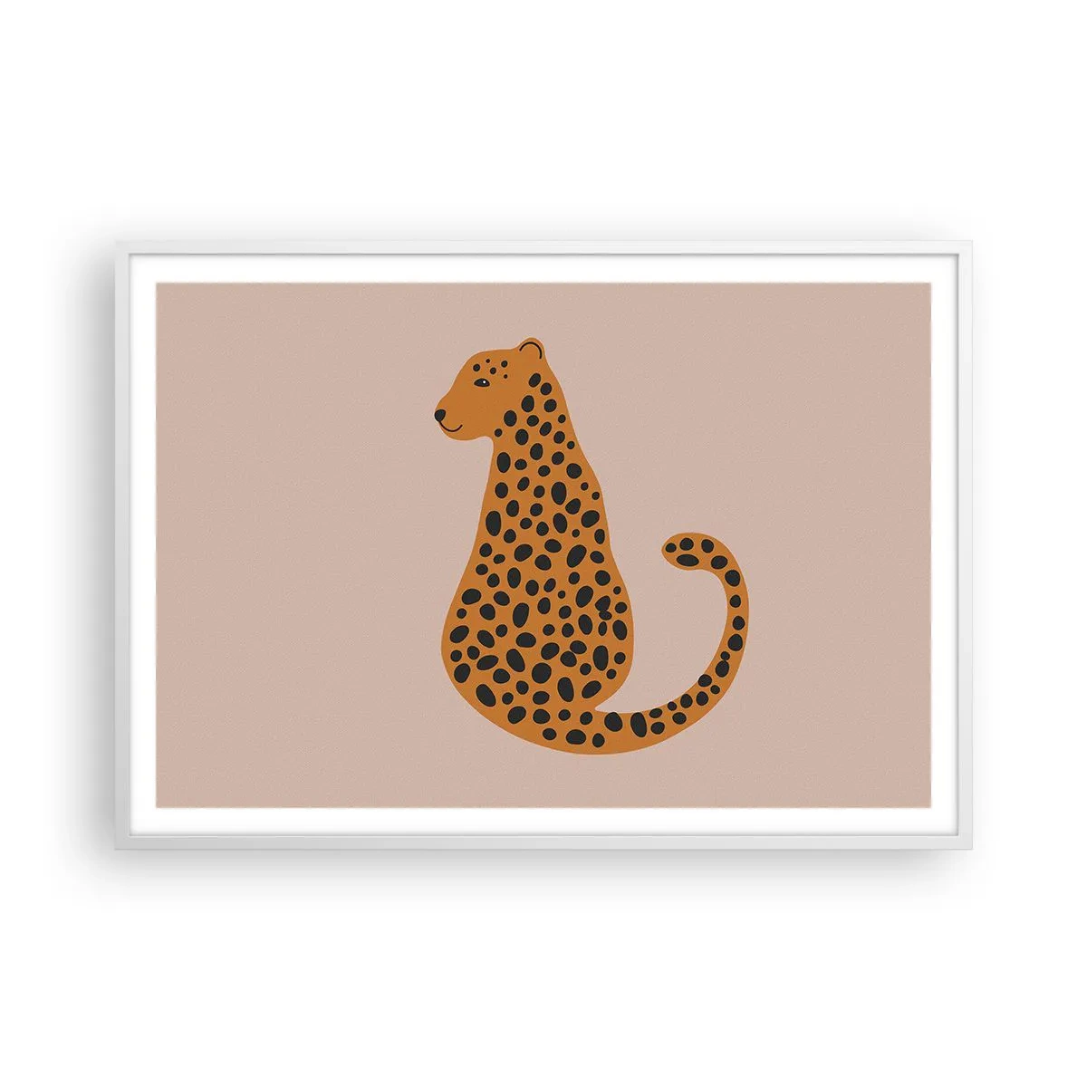 Plakat i hvid ramme - Leopardprint er et moderigtigt mønster - 100x70 cm