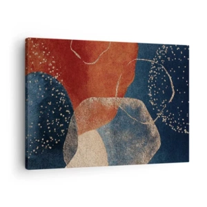 Lærredstryk - Billede på lærred - Abstrakte former i nuancer af rød og blå - 70x50cm - Lethed i tilværelsen - Moderne vægdekoration til stue og soveværelse ARTTOR