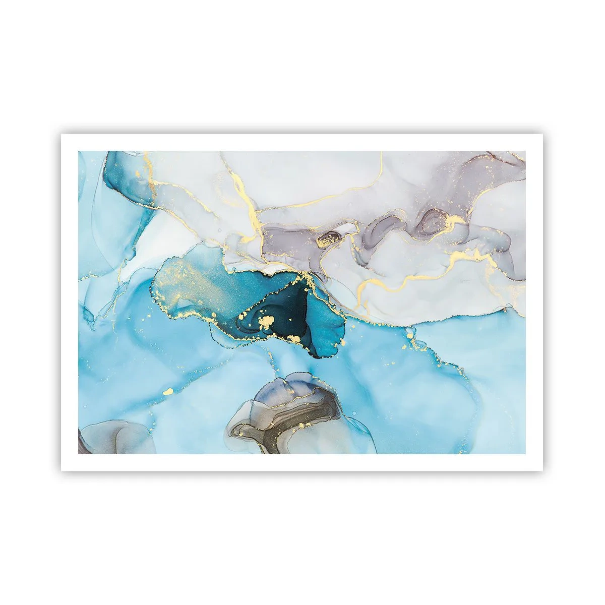 Plakat - En undersøgelse af mødet mellem grå og turkis - 100x70 cm