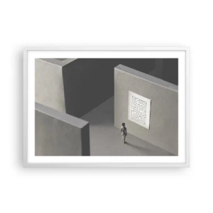Plakat i hvid ramme - Men hvor er jeg? - 70x50 cm