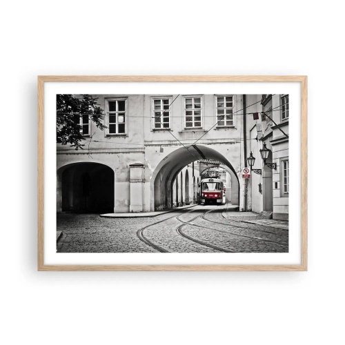 Plakat i ramme af lyst egetræ - Gennem byens labyrint - 70x50 cm