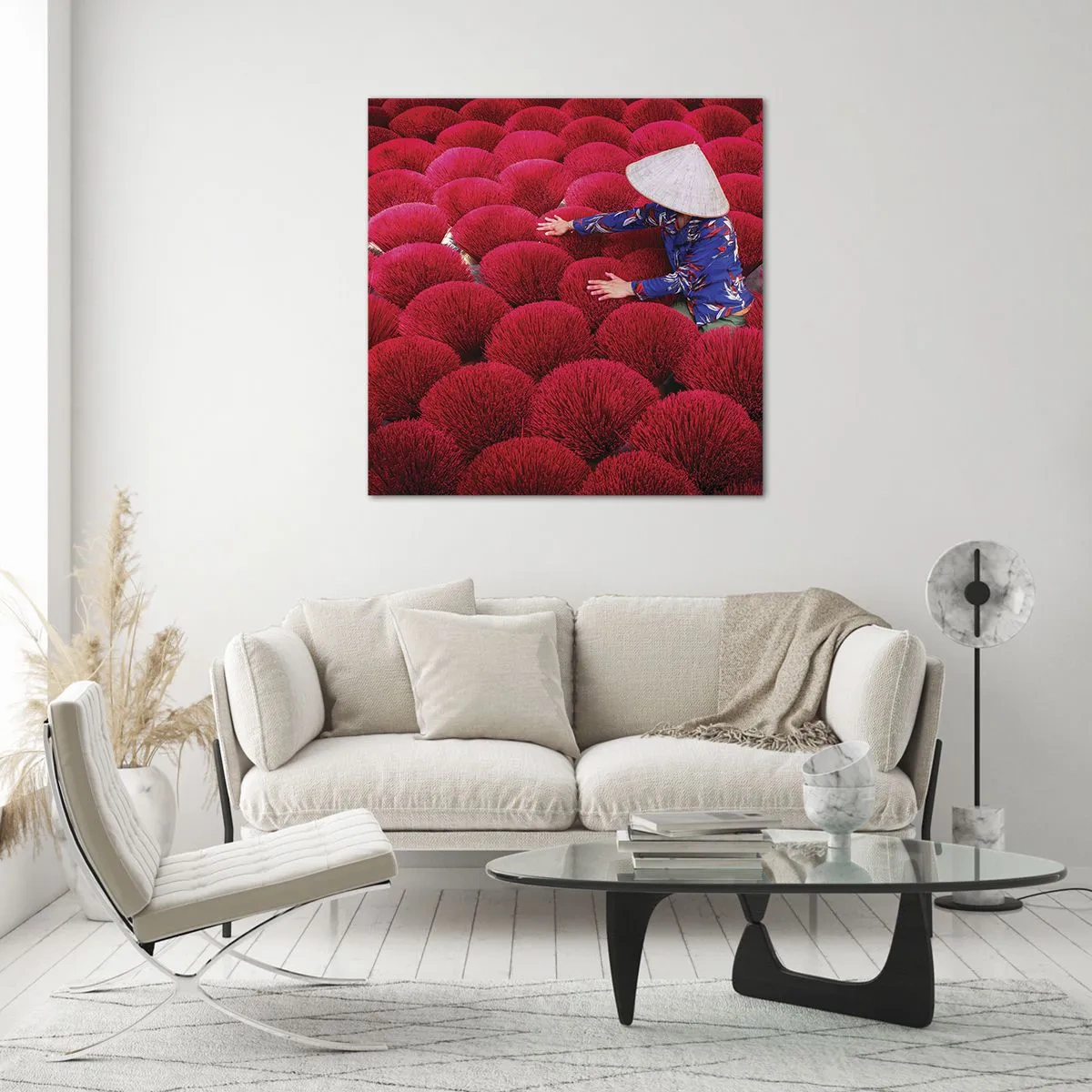 Billede på glas - I en rismark - 70x70 cm