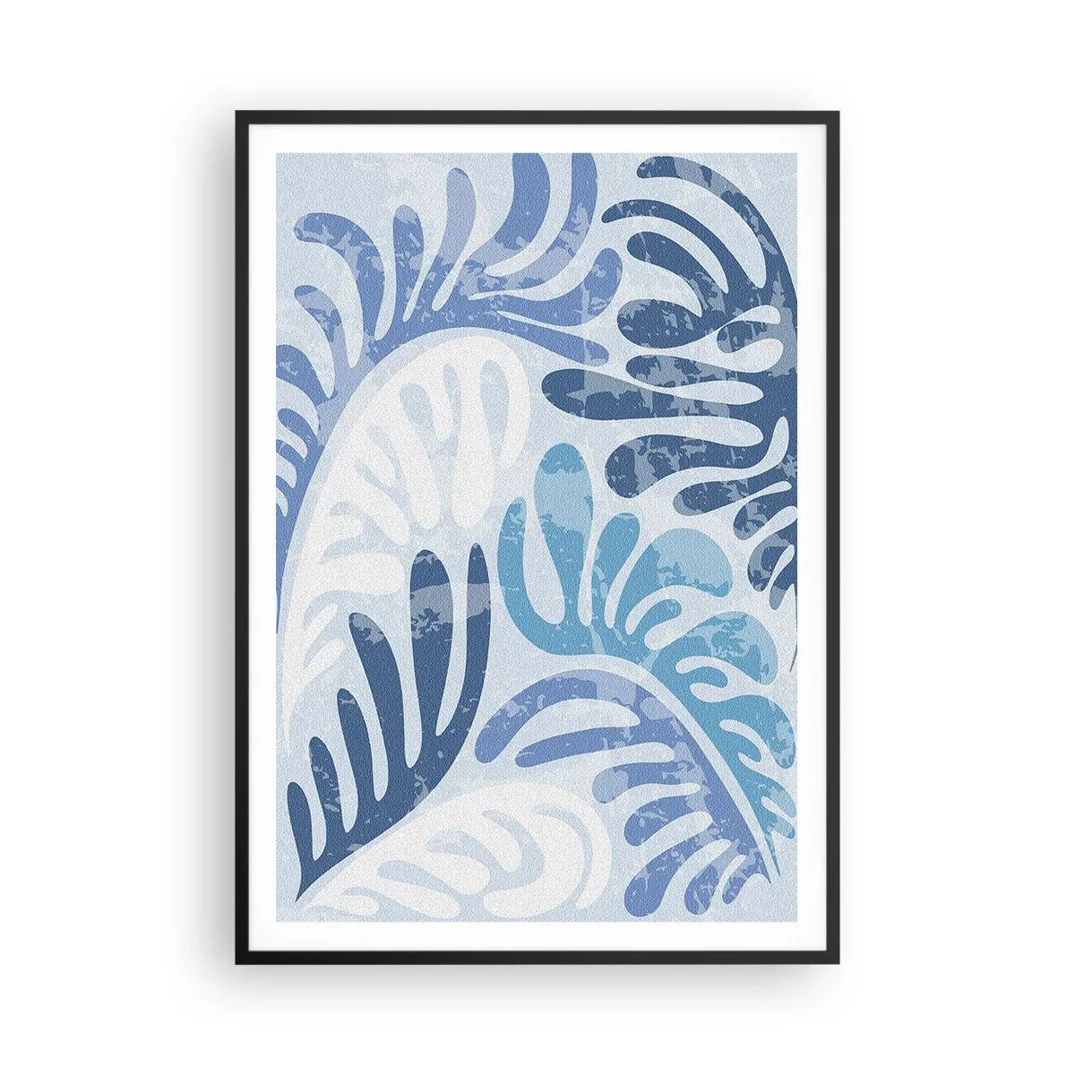 Plakat i sort ramme - Blå bregner - 70x100 cm