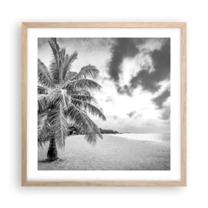 Plakat i ramme af lyst egetræ - Når du længes efter ensomhed.... - 50x50 cm