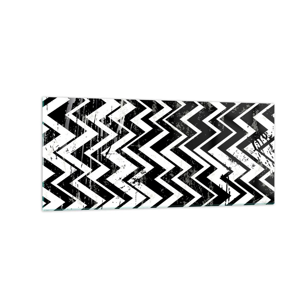 Billede på glas - Zig-hvid, zag-sort - 120x50 cm