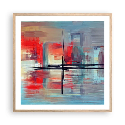 Plakat i ramme af lyst egetræ - Landskab i en ukendt dimension - 60x60 cm