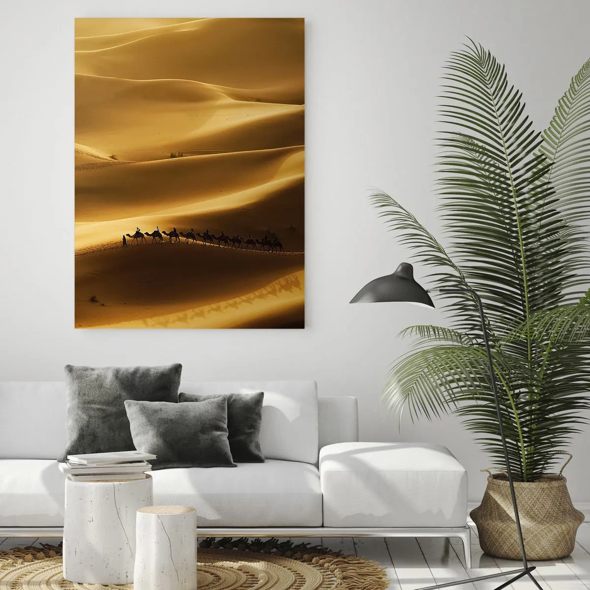 Billede på glas - Karavane på ørkenens bølger - 50x70 cm