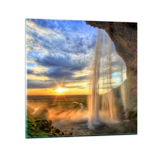 Billede på glas - Verden bag sløret af dråber - 30x30 cm