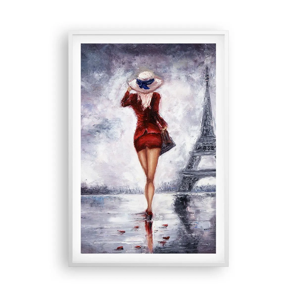 Plakat i hvid ramme - Parisiske symboler - 61x91 cm