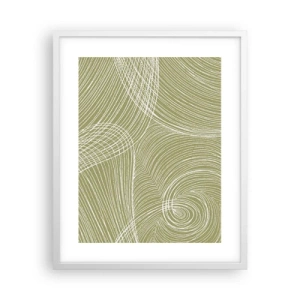 Plakat i hvid ramme - Indviklet abstraktion i hvidt - 40x50 cm