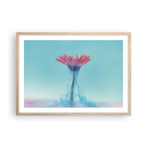 Plakat i ramme af lyst egetræ - I en nærende omfavnelse - 70x50 cm
